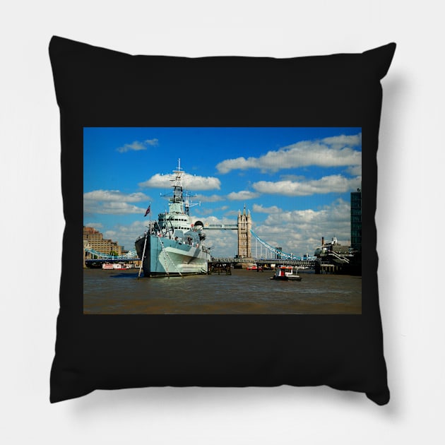 HMS Belfast Pillow by RichardGibb