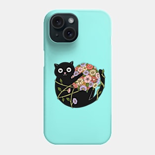 Cat and flowers ball Phone Case