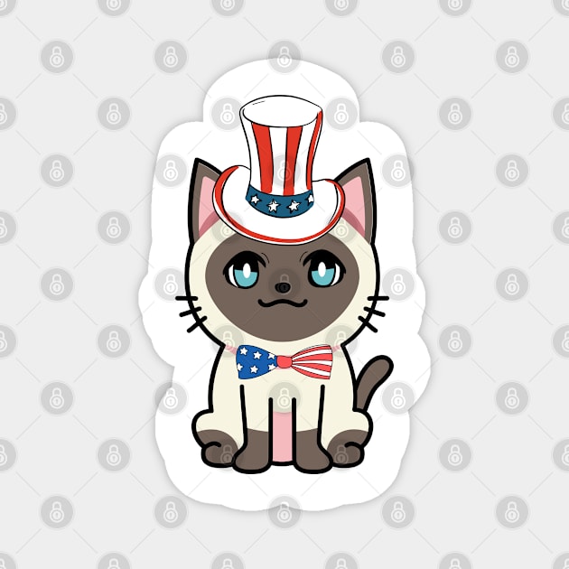 Funny siamese cat is ready for independence day Magnet by Pet Station