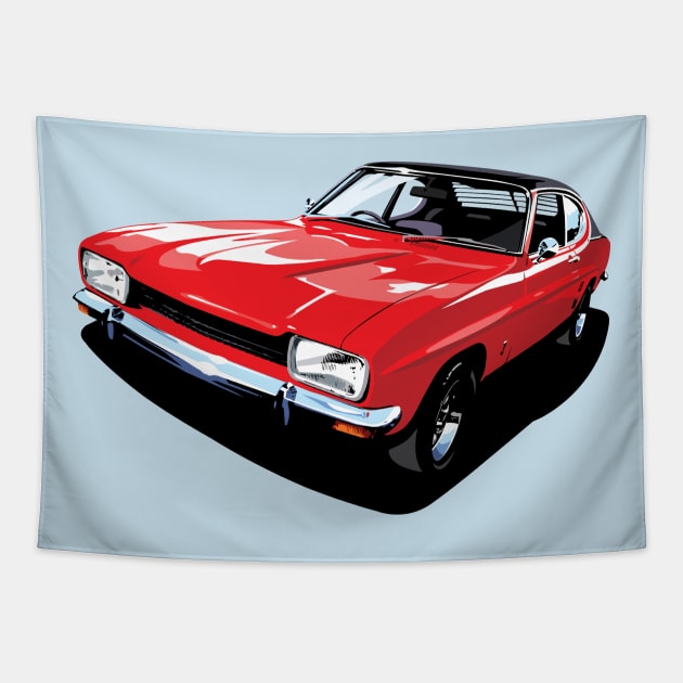 British Ford Capri in red Tapestry by candcretro