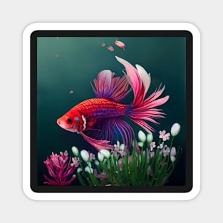 Floral betta fish Magnet