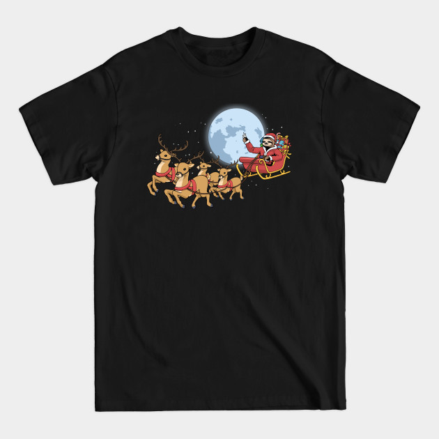 Discover Christmas Sloth Santa Claus Reindeer Sleigh - Christmas Sloth Gift - T-Shirt