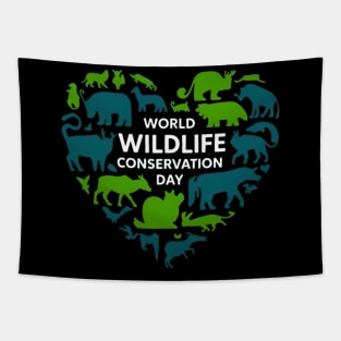World Wildlife Conservation Day Animal Kingdom Heart Tapestry