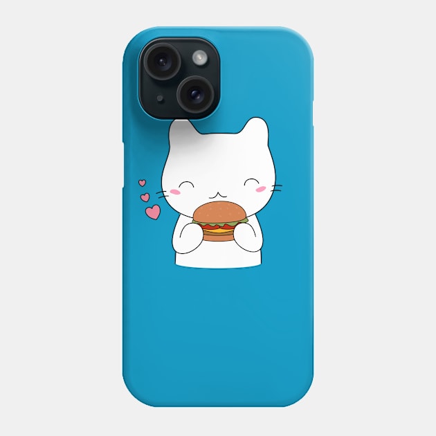 Cute cat on burger T-Shirt Phone Case by happinessinatee