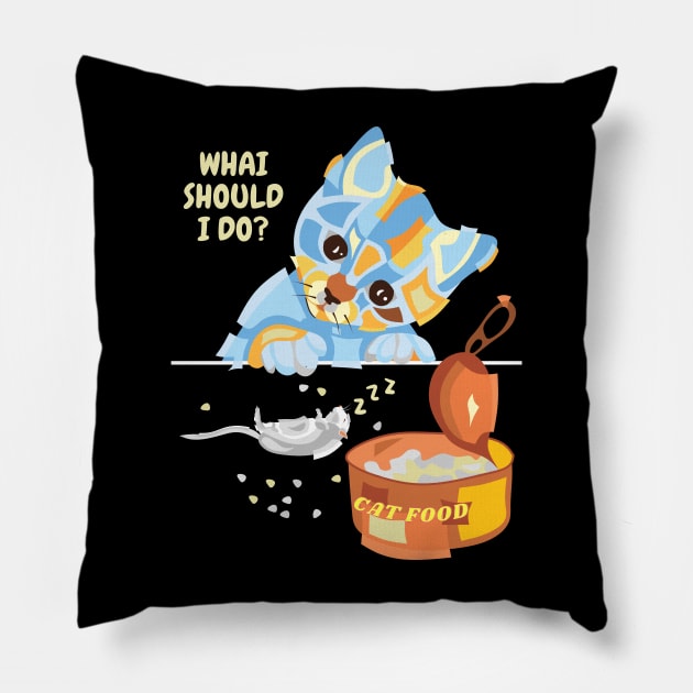 EVEN CATS HAVE MUSOPHOBIA Pillow by STYLIZED ART