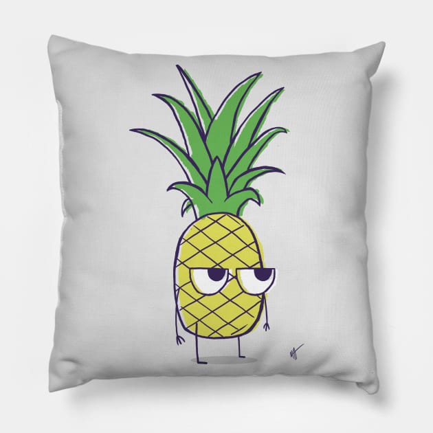 Unimpressed Pineapple Pillow by randamuART