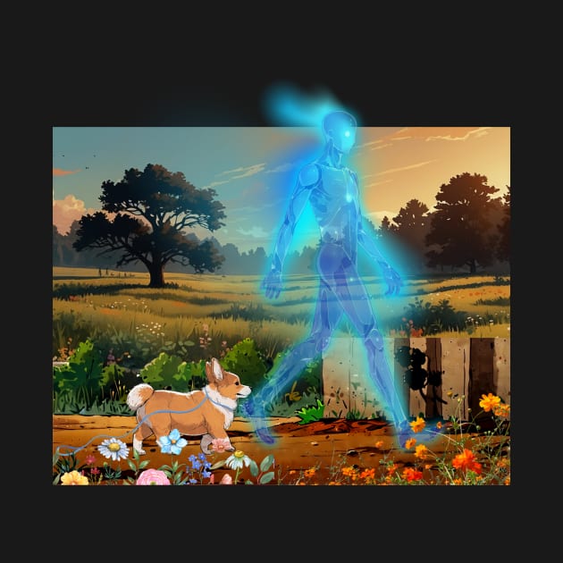 Corgi With Ghost Apparition by Trip Tank