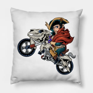 Empire on Wheels: Napoleon Bonaparte on a Motorcycle Pillow