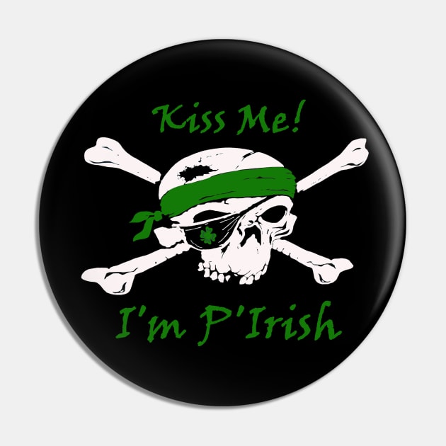 St Paddy Irish Pirate T-Shirt Pin by DISmithArt