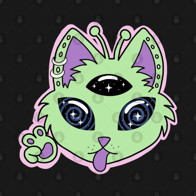 Trippy Alien Kitty - No Background by kayylpso