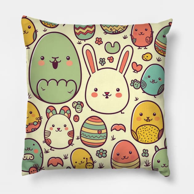 Cute Easter Day Bunny Patterns - Birthday Gift ideas for Girls Pillow by Pezzolano