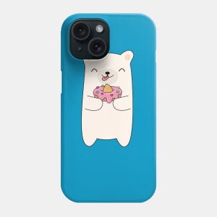 Cute Polar Bear Eating A Donut T-Shirt Phone Case