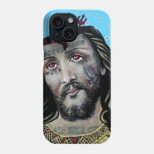 mr. NICE GUY say my name. devil jesus combo original painting by tyler tilley Phone Case