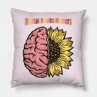 Brain Floral sunflower, Mental Health Matters Pillow