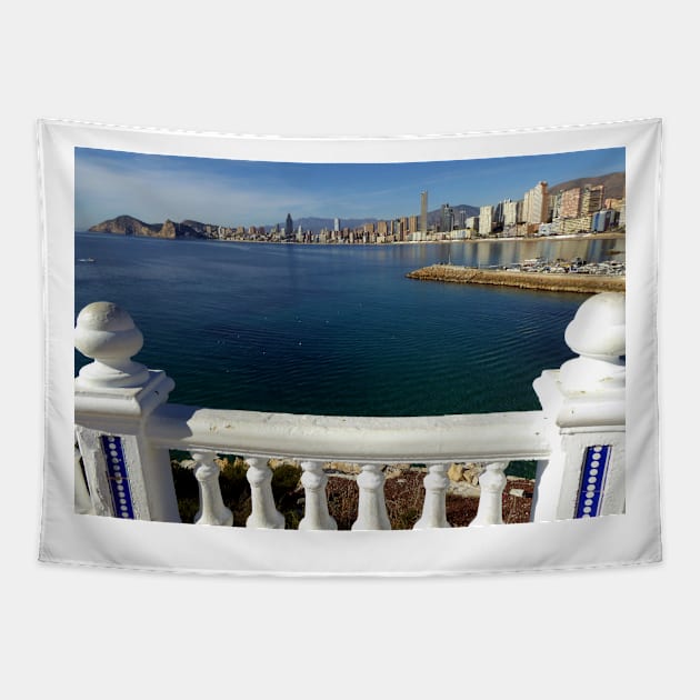 Benidorm Poniente Beach Costa Blanca Spain Tapestry by AndyEvansPhotos