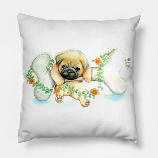 Baby Pug Pillow by Danger Noodle