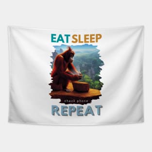 Eat, Sleep, Check Phone, Repeat - funny phone addict print Tapestry