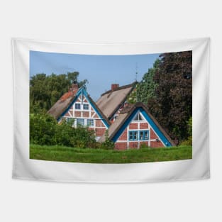 Half-timbered house, Mittelkirchen, Altes Land, Lower Saxony, Germany Tapestry