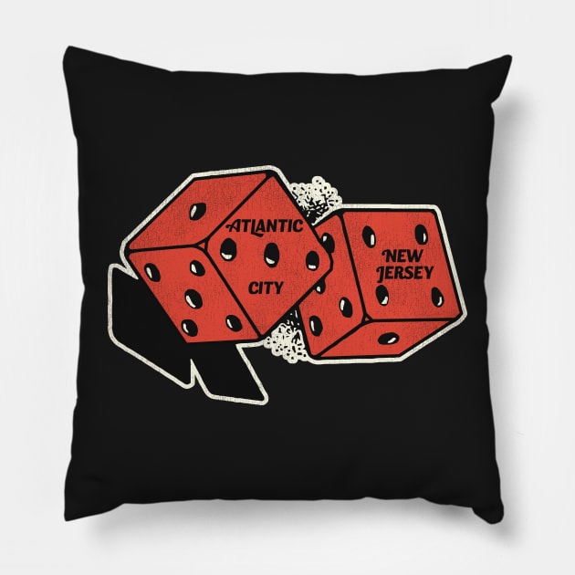 Atlantic City New Jersey Vintage Gambling Dice Pillow by darklordpug