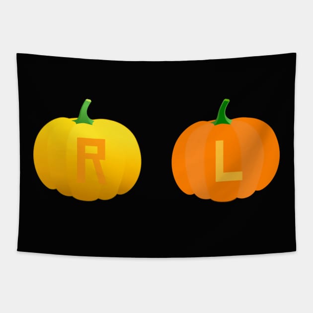 Left and Right Pumpkin X-Ray Markers Black Background Tapestry by Humerushumor