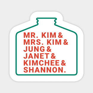 Kim's Convenience Character Name Magnet