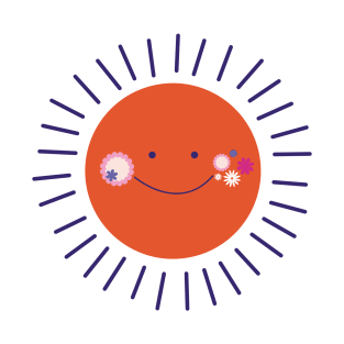 Summer cute funny happy smiling sun with flowers T-Shirt