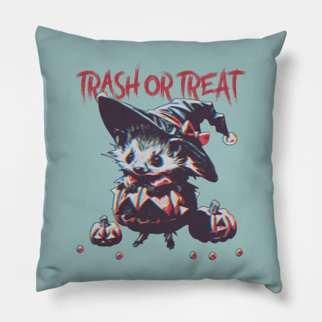 Treat or trash Halloween Possum Pillow by Trendsdk