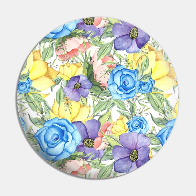 Colorful floral watercolor Pin by camaralarissa