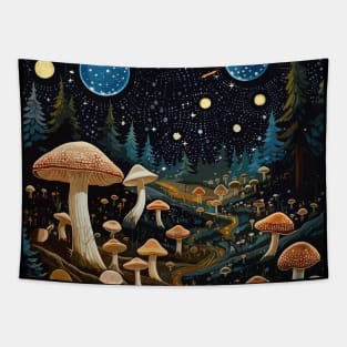 Starry Night Magic Mushroom Tapestry