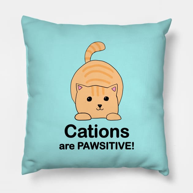 Cations are Pawsitive! Pillow by alisadesigns