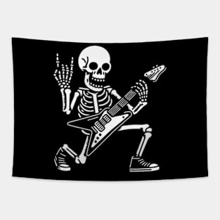 Skeleton Playing Heavy Metal Guitarrock Skeleton Playing Guitarskeleton Rocker Tapestry