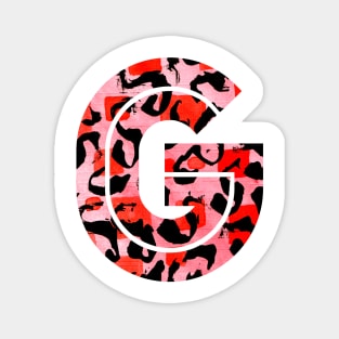 Abstract Letter G Watercolour Leopard Print Alphabet Red Magnet