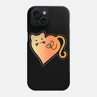 Heart Cat Monogram C in Orange Phone Case