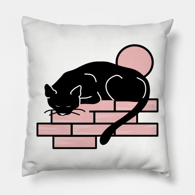Cat in a wall Pillow by Wlaurence