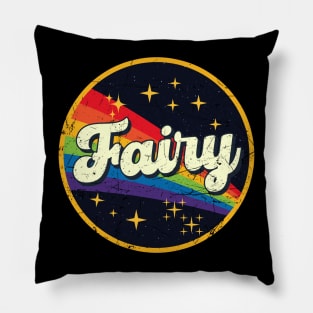 Fairy // Rainbow In Space Vintage Grunge-Style Pillow