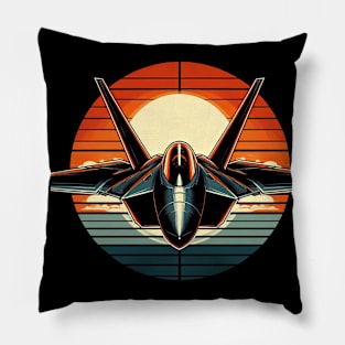 F22 Raptor Fighter Jet Sunset Pillow