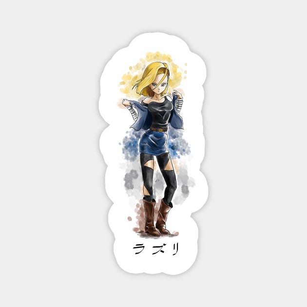 Android 18 Watercolor Magnet by OctobersArt