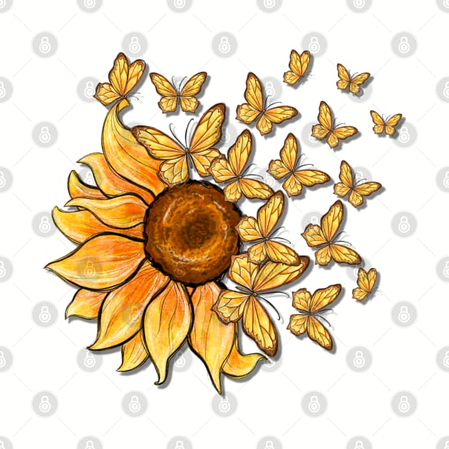 Sunflower and Butterflies by ThePawPrintShoppe