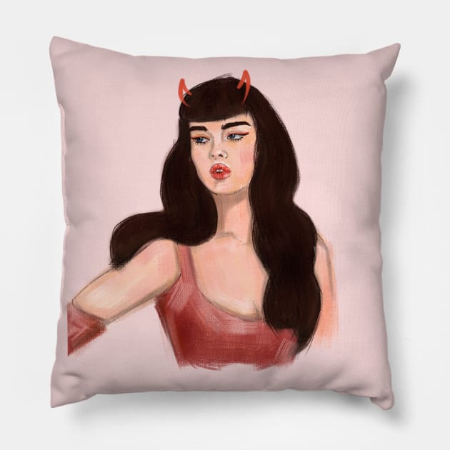 demonic girl Pillow by Mrkl