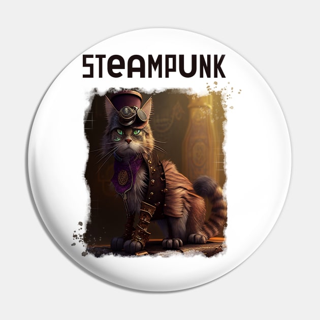 Steampunk cat Pin by Karienbarnes