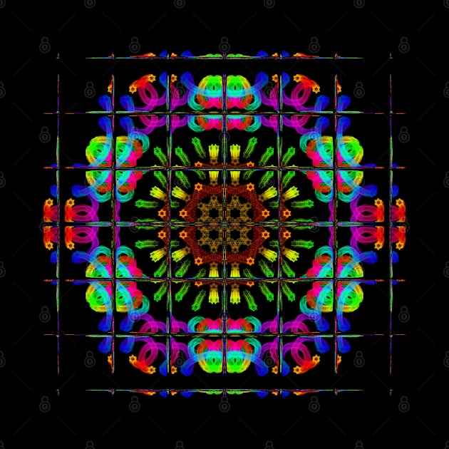 Neon Rainbow - Tiled Mandala by Boogie 72