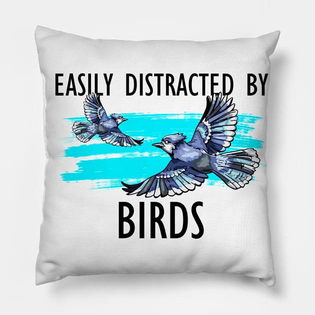 easily distracet ny birds Pillow by Jabinga