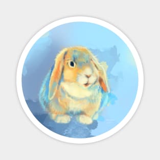 Winter Fluff - Bunny Rabbit Digital Painting Magnet