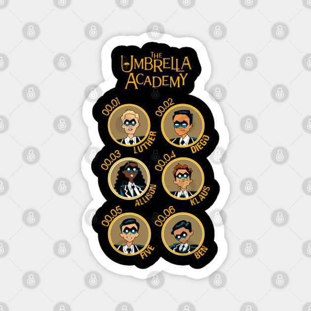 UMBRELLA ACADEMY: ALL CHARACTERS CARTOON Magnet by FunGangStore