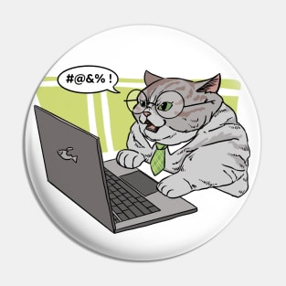 Cat work hard office notebook Pin