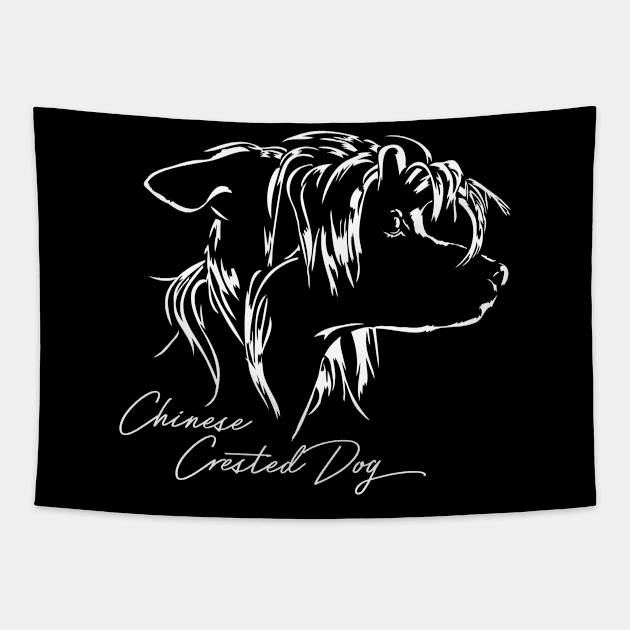 Proud Chinese Crested dog portrait Tapestry by wilsigns