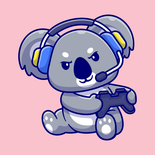 Cute Koala Playing Game With Headphone Cartoon by Catalyst Labs