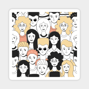 funny doodle people face pattern gift Magnet
