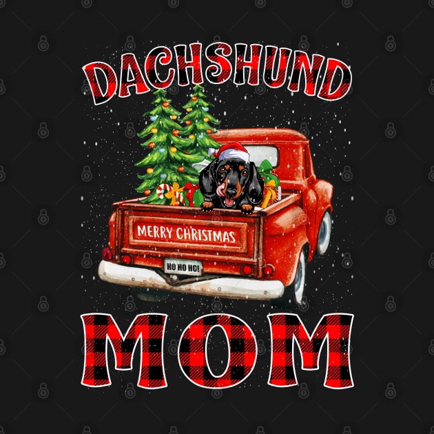 Christmas Dachshund Mom Santa Hat Truck Tree Plaid Dog Mom Christmas by intelus