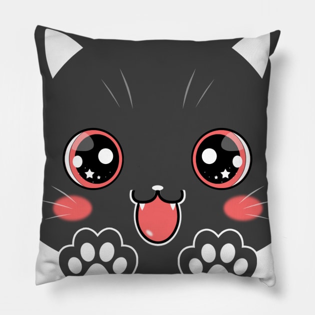 Cute Grey Cat Paw Anime Pillow by ARTIM